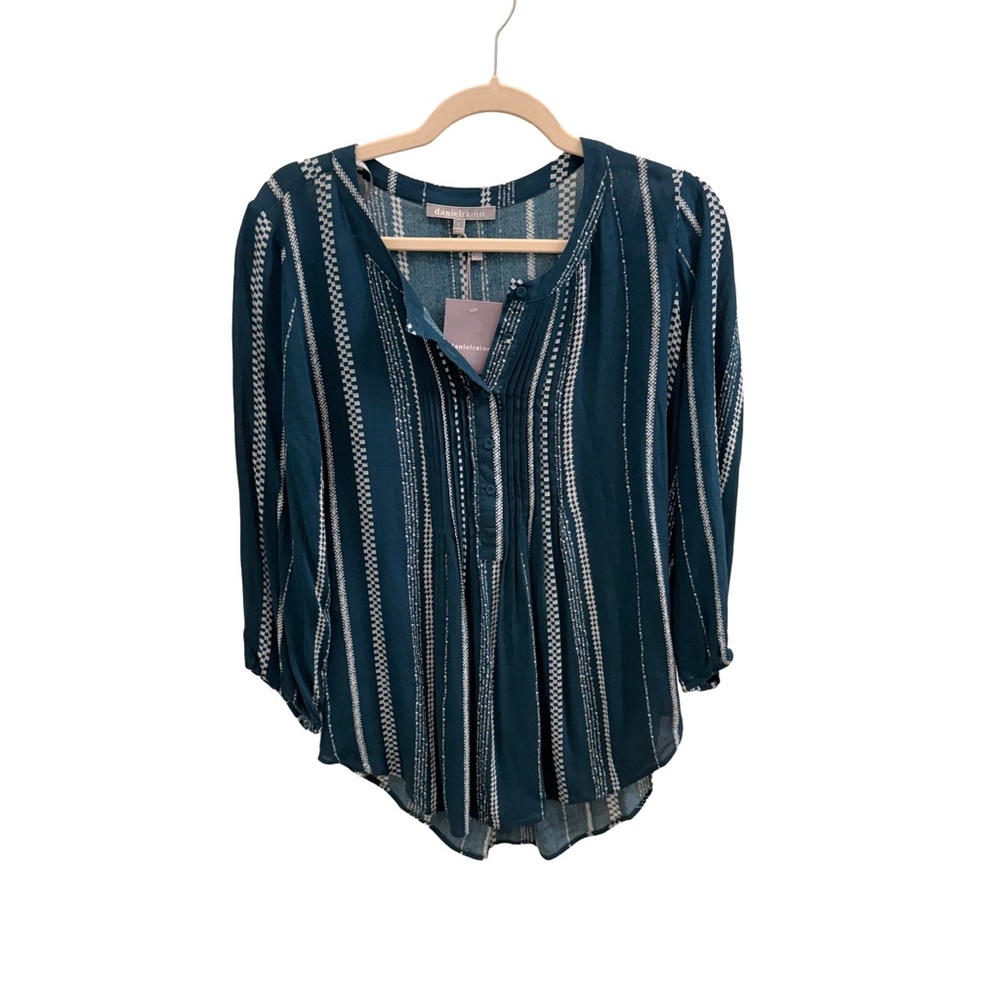 Daniel Rainn Teal Striped Blouse